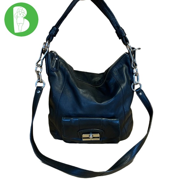 COACH “KRISTIN” BLACK LEATHER 14783 SHOULDER BAG - Picture 1 of 13